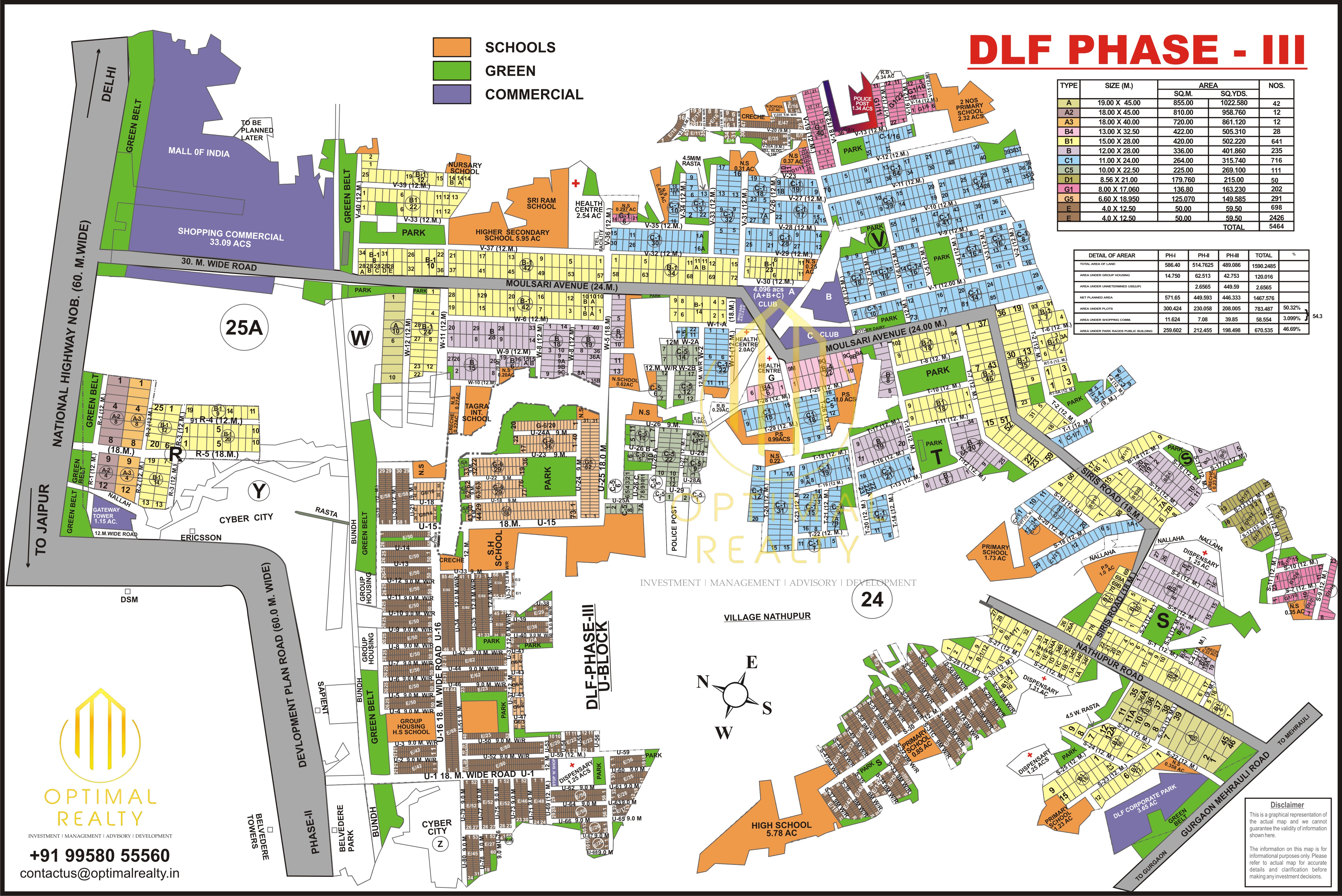 DLF Phase 3 sector map