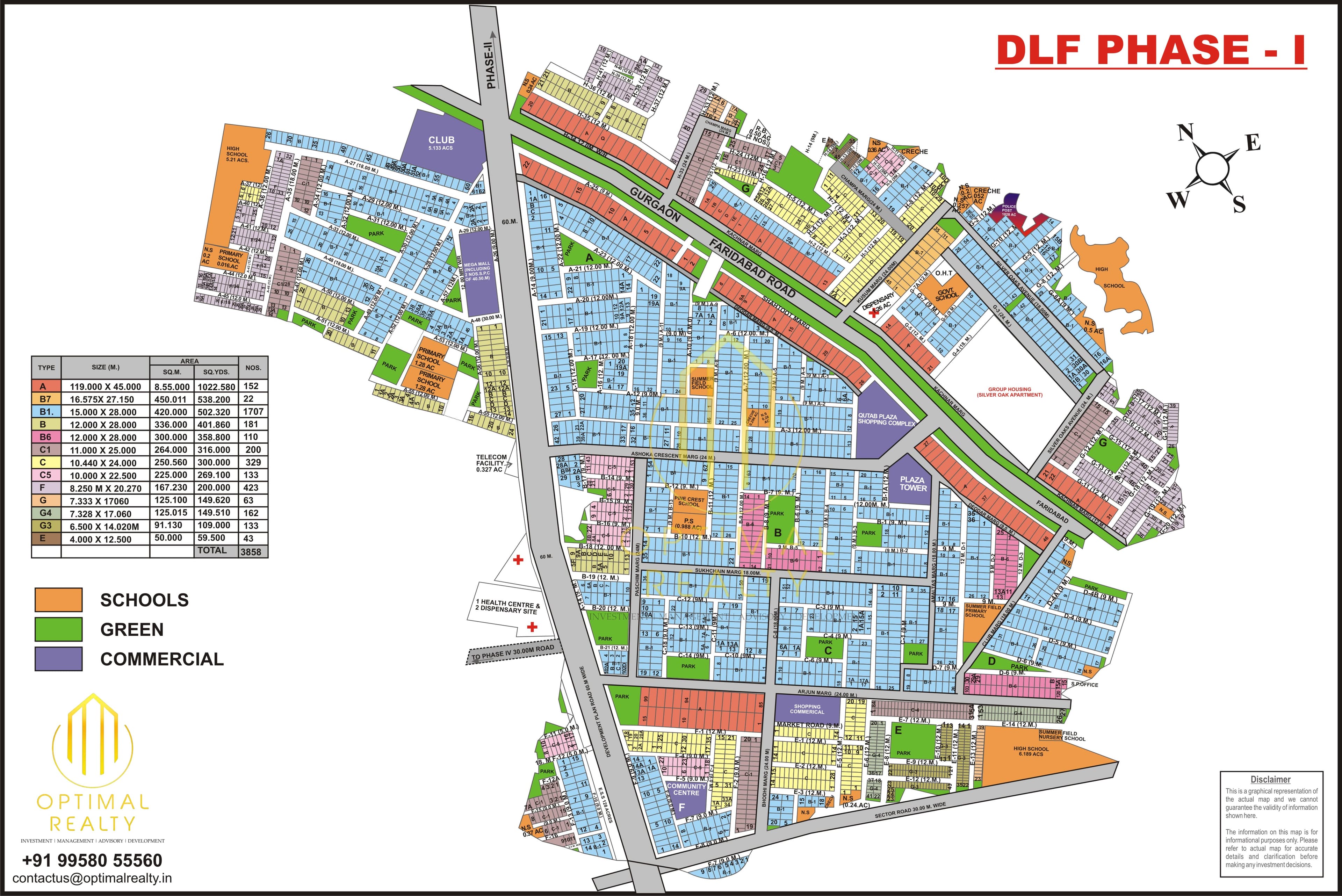 DLF Phase 1 sector map