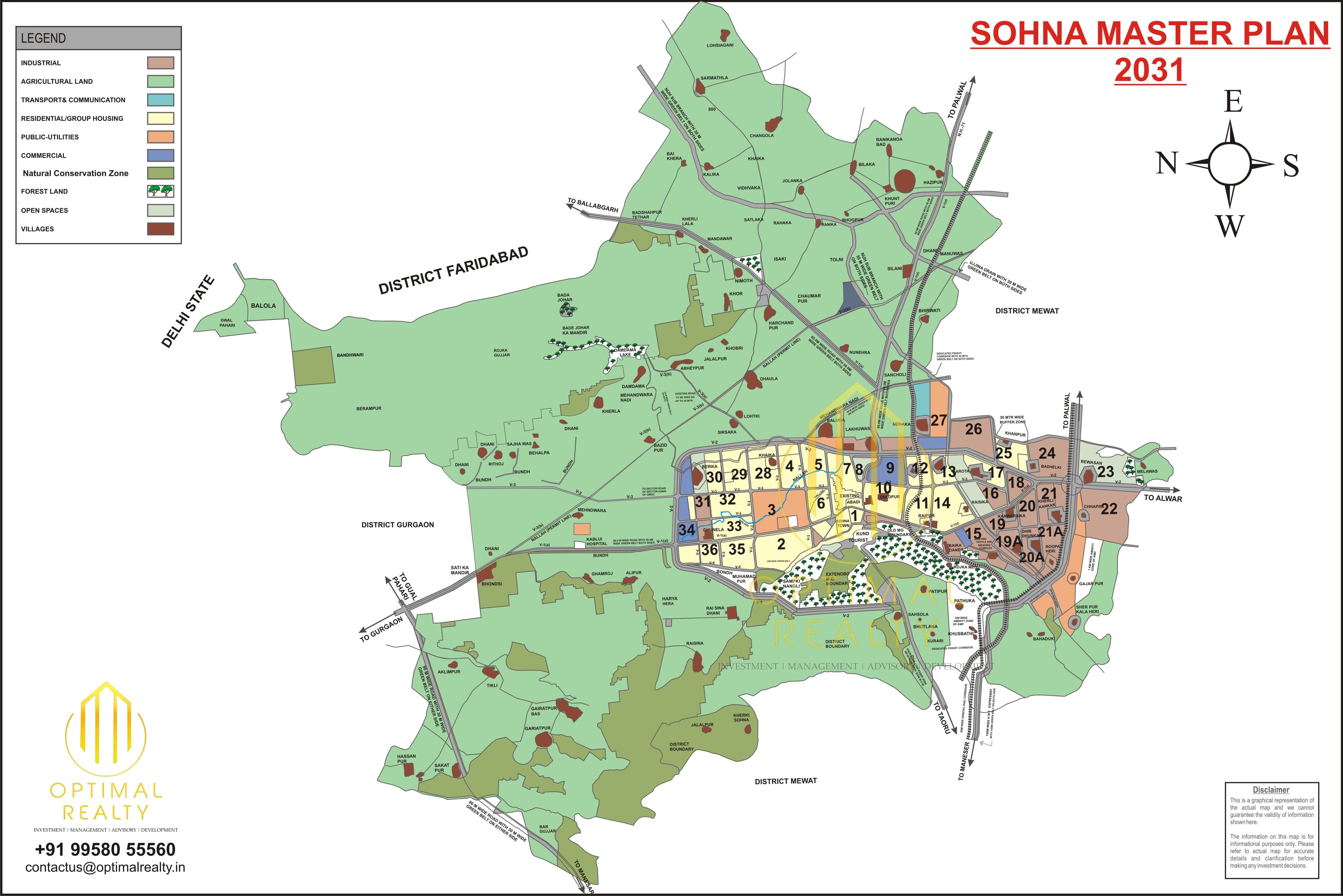 Sohna Master Plan sector map