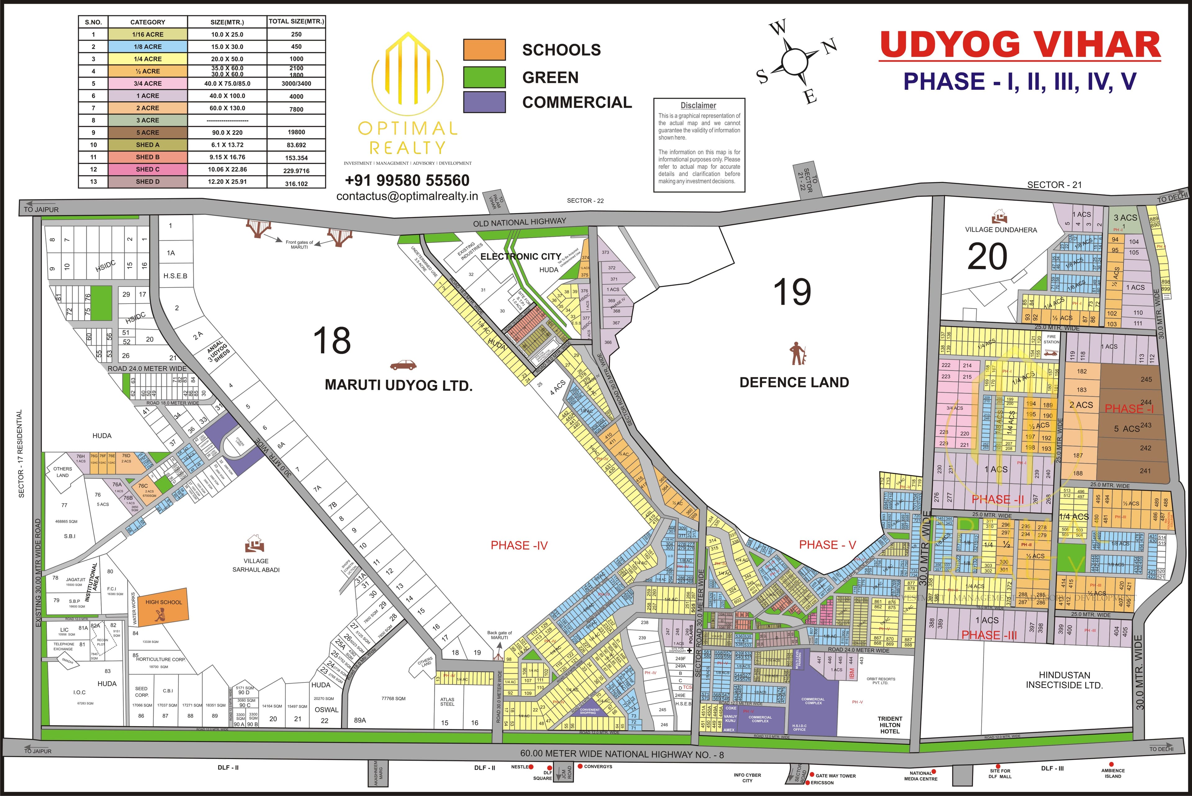 Udyog Vihar Ph 1 to 5 sector map