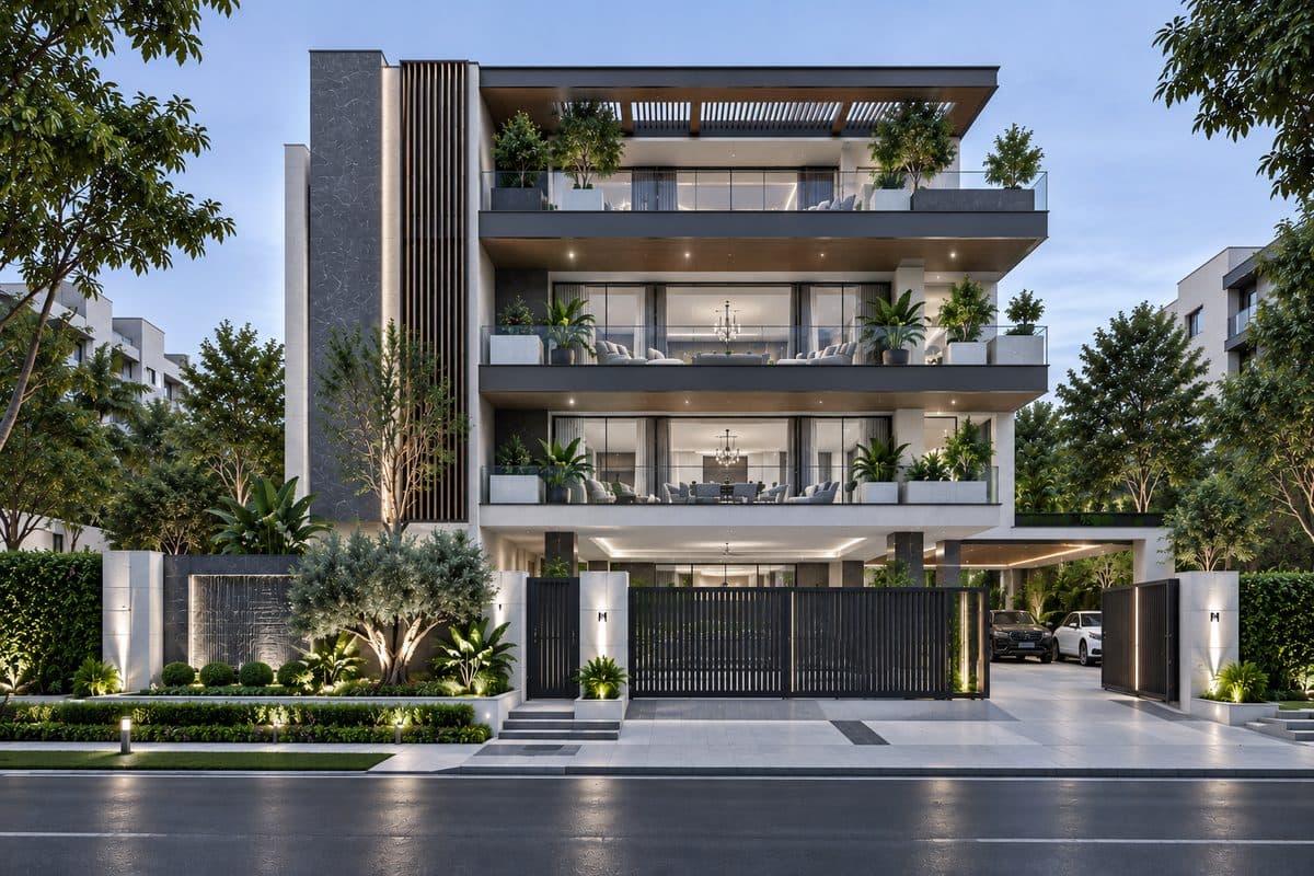 Facade of a 4 BHK builder floor in DLF Phase 2, Gurgaon