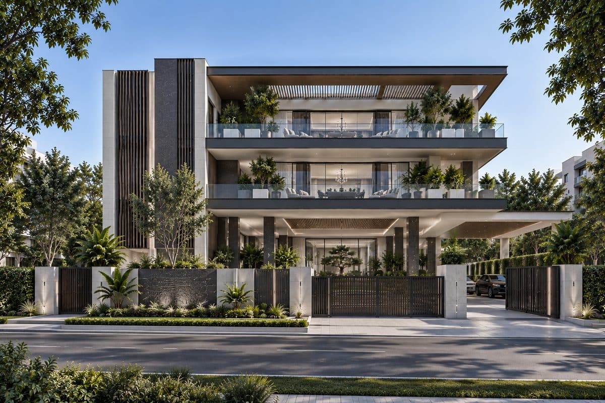 Facade of a 4 BHK builder floor in South City 1, Gurgaon