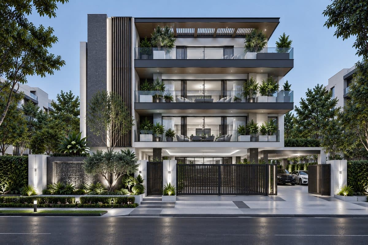 Facade of a 4 BHK builder floor in Sushant Lok 1, Gurgaon