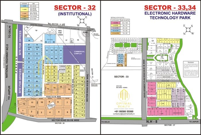 Sector 32, 33 & 34 map preview